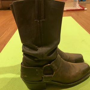 Vintage Frye Biker Boots. Made with tough leather to go the distance. Comfort.